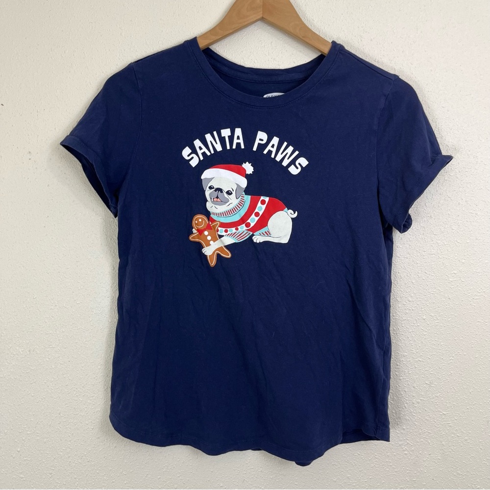 Old Navy Santa Paws Pug Everywear Tee Womens Size Small